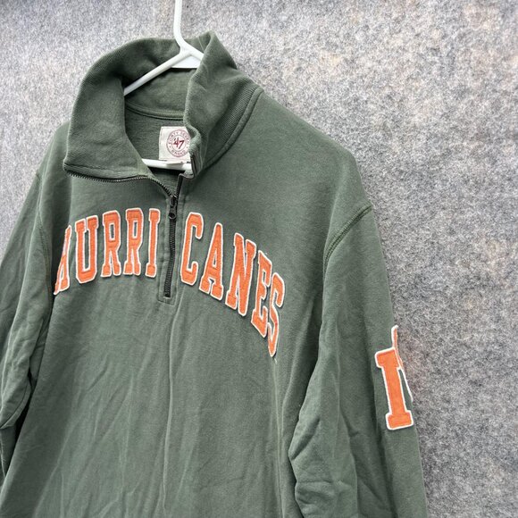 Miami Hurricanes Sweater Men Large Pullover Green 1/4 Zip Sweatshirt VTG 47’ - Picture 4 of 14
